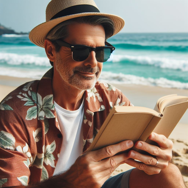 guy reading on the beach